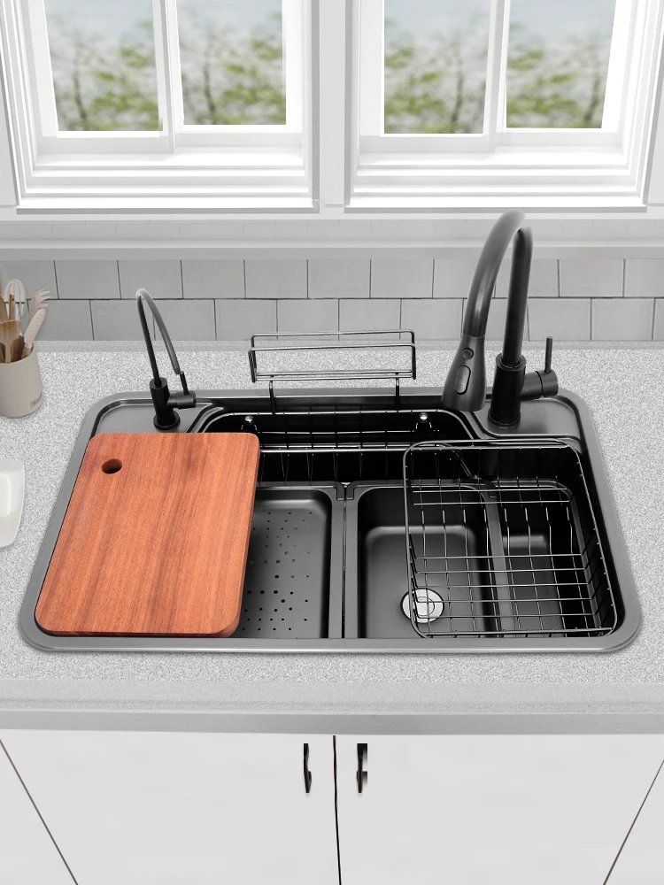 

Multi functional kitchen sink with large single slot Japanese style flat basin and sink for washing dishes