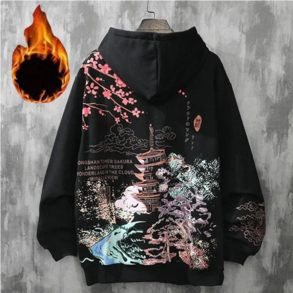 

Polyester Fabric Men Hoodie Hoodie with Pocket Design Trendy Men's Hoodie Plus Velvet Loose Fit Minimalistic for Spring