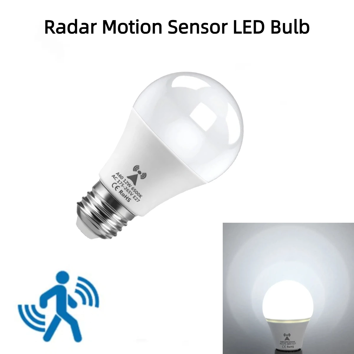 Energy-Saving Smart LED Bulb E27 AC220V With Microwave Radar Motion Sensor Auto ON/OFF at Night for Doorway Corridor Stairs
