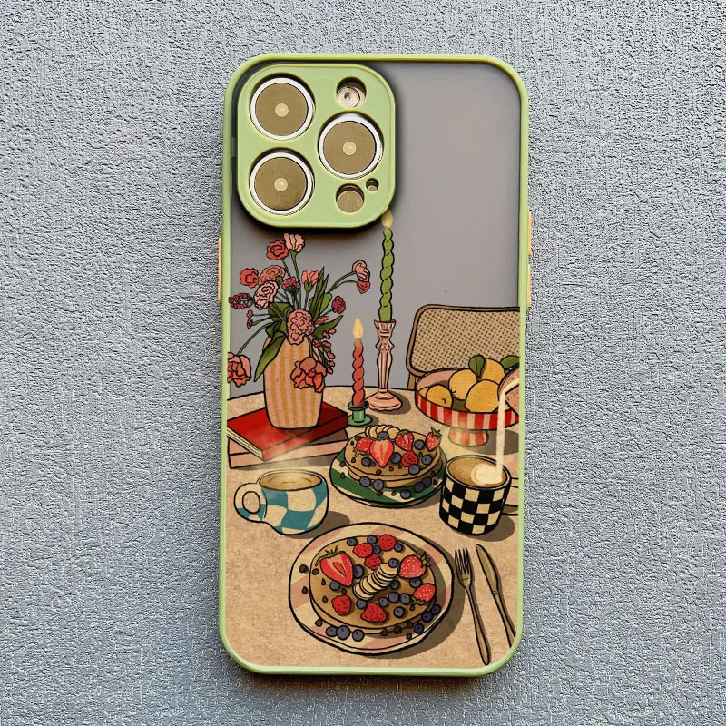 Cartoon Home Furnishing Tisch Katze Handyhülle für iPhone 15 14 13 12 11 Pro Max Mini SE2 15 14 8 7 Plus XR XS stoßfeste Abdeckungen – Detail 7