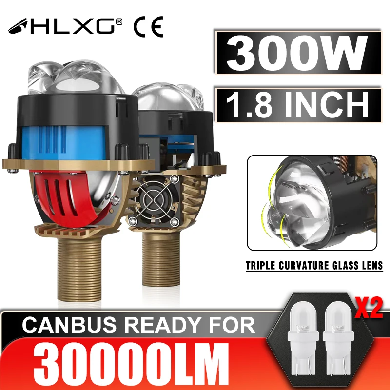 HLXG Bi LED 프로젝터 렌즈, 1.8 인치 레이저 무해 설치, Hella 3R G5 레이저, LED H7 H4 9005 9006 자동차 헤드라이트 개조