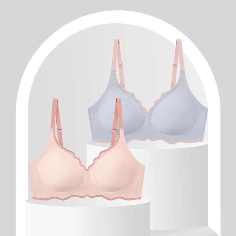 No Trace Contrasting Color Women's Thin Bra Push-up One-piece Comfortable Small Chest Push-up Beautiful Back Underwear For Women 2