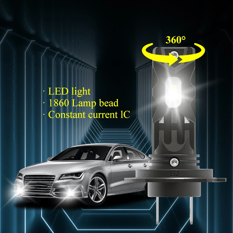 Ampoule H7 LED 18000LM, lampes de Phares voiture, 12V, 6000K Blanche  Puissante - Équipement auto