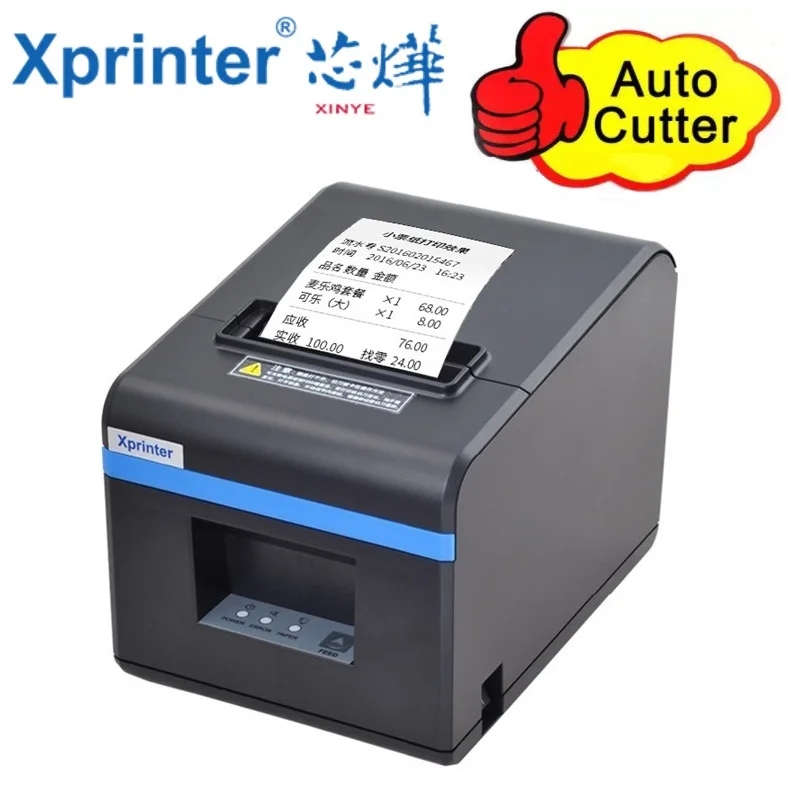 

Термопринтер Xprinter 80 мм, принтер с автоматическим резцом, для получения маленьких билетов, чеков штрих-кодов, POS-терминалов, с USB или портом Ethernet