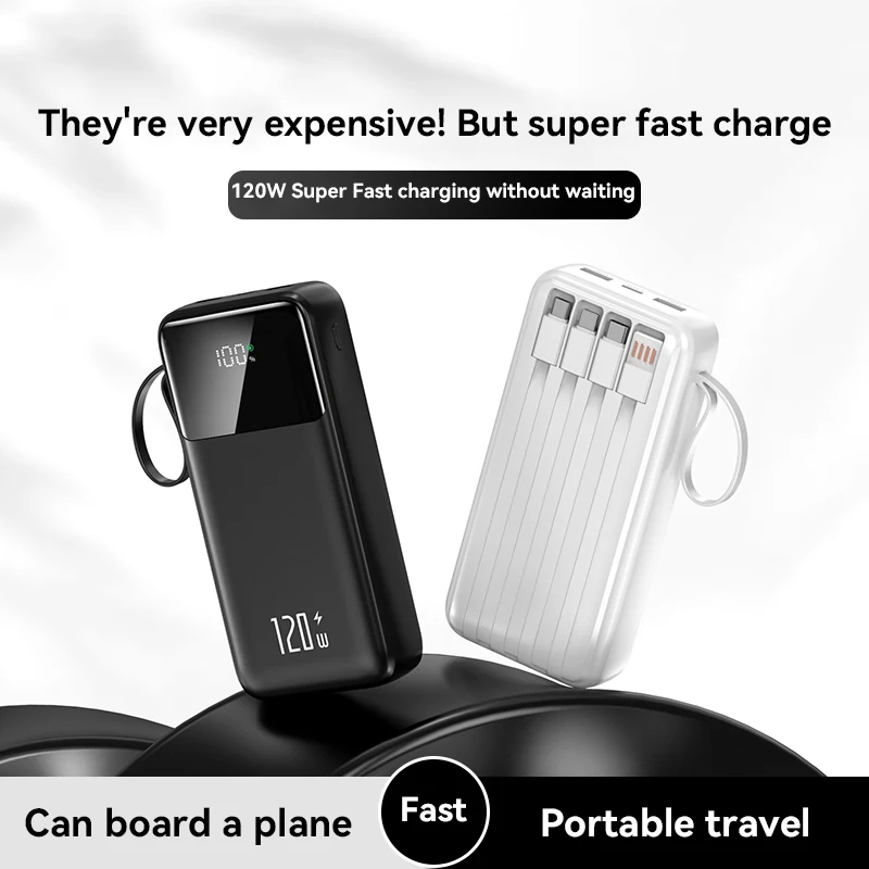 Xiaomi Hot 50000mAh 120W Power Bank Super Fast Charging Powerbank Portable Mobile Power With 4 Wire for iPhone Samsung HUAWEI 5