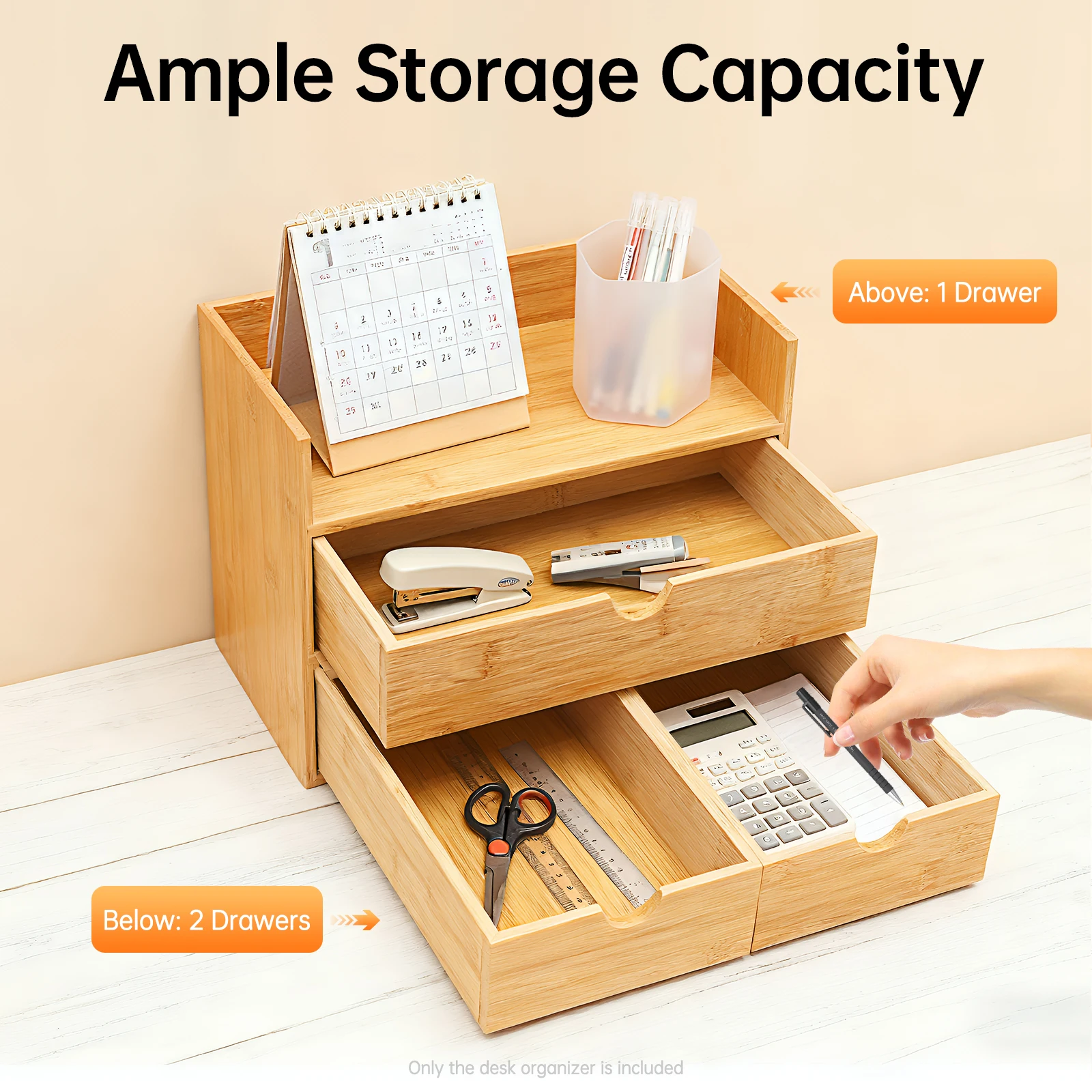 Organisateur de bureau en bambou, mini tiroir de bureau en bambou, boîte de rangement pour bureau et maison, aucun assemblage requis Sa9febd4df54c486db2b1638a20b20c3bv