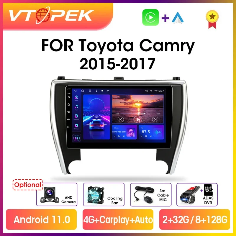 

Vtopek 2din Android 11.0 Car Radio For Toyota Camry US Version V55 2015-2017 Auto Multimedia Players Navigation GPS Head Unit