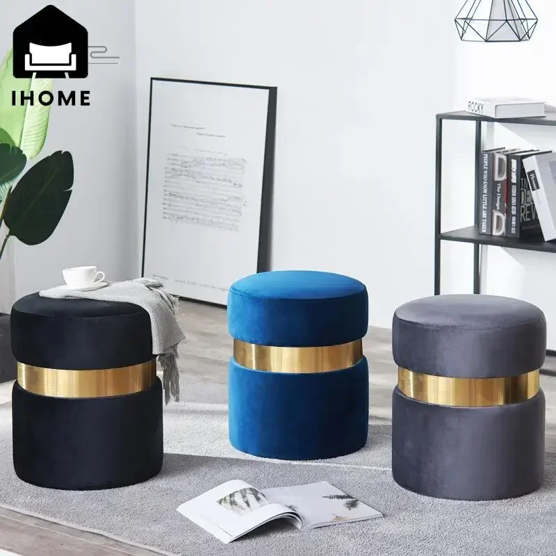 

Роскошный тканевый круглый стул для детской комнаты с подставкой для ног