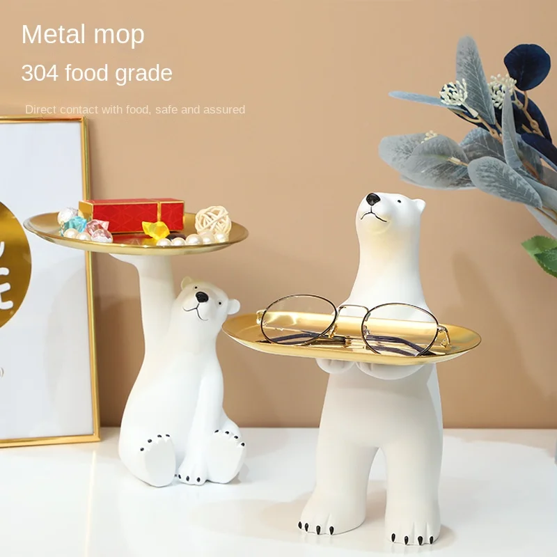 

Polar bear tray Light luxury home accessories decoration porch key storage fruit basket living room desktop cabinet tissue box