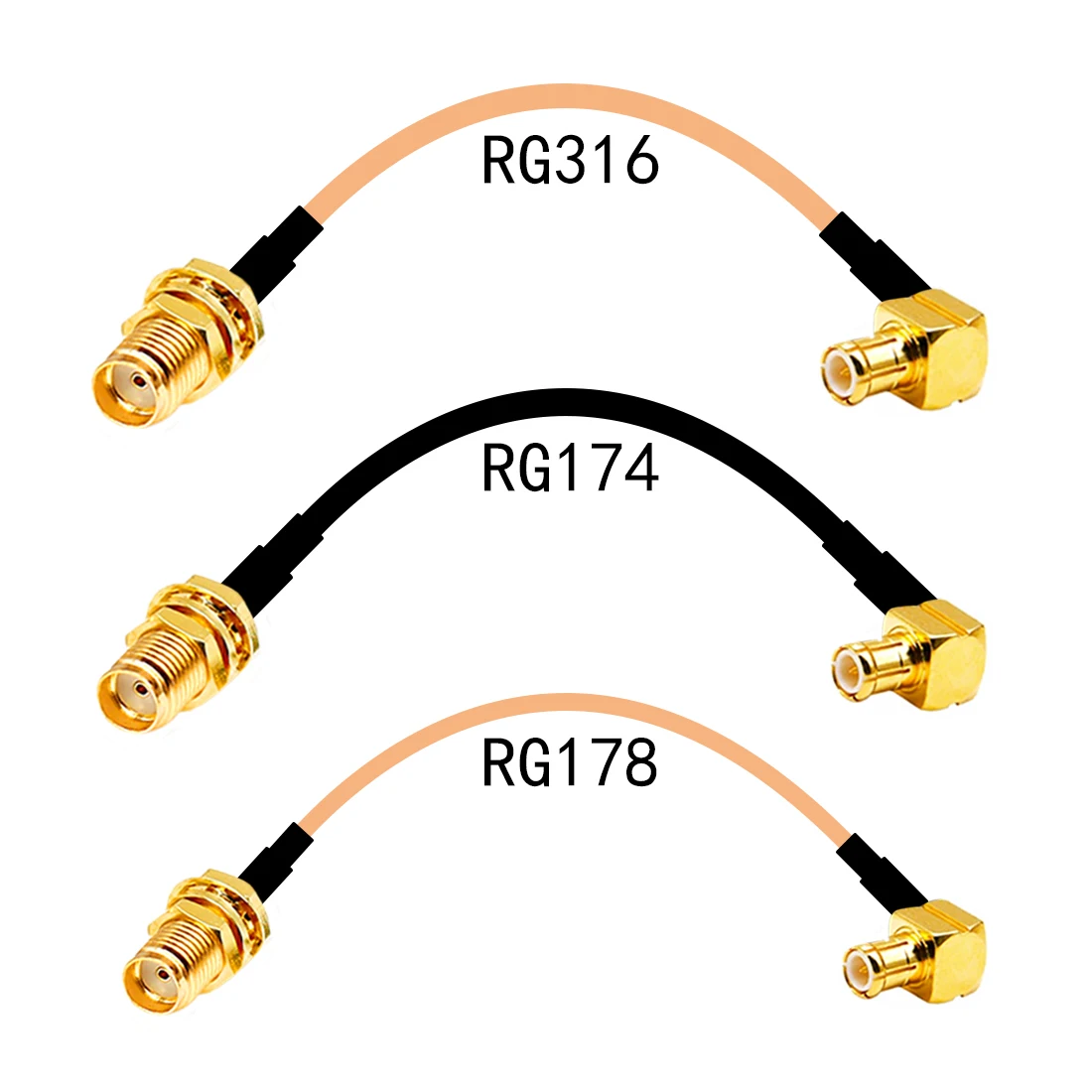 

SMA Female Bulkhead to MCX Male Right Angle RF Cable Assembly RG174 RG178 RG316 15cm for Wireless Modem