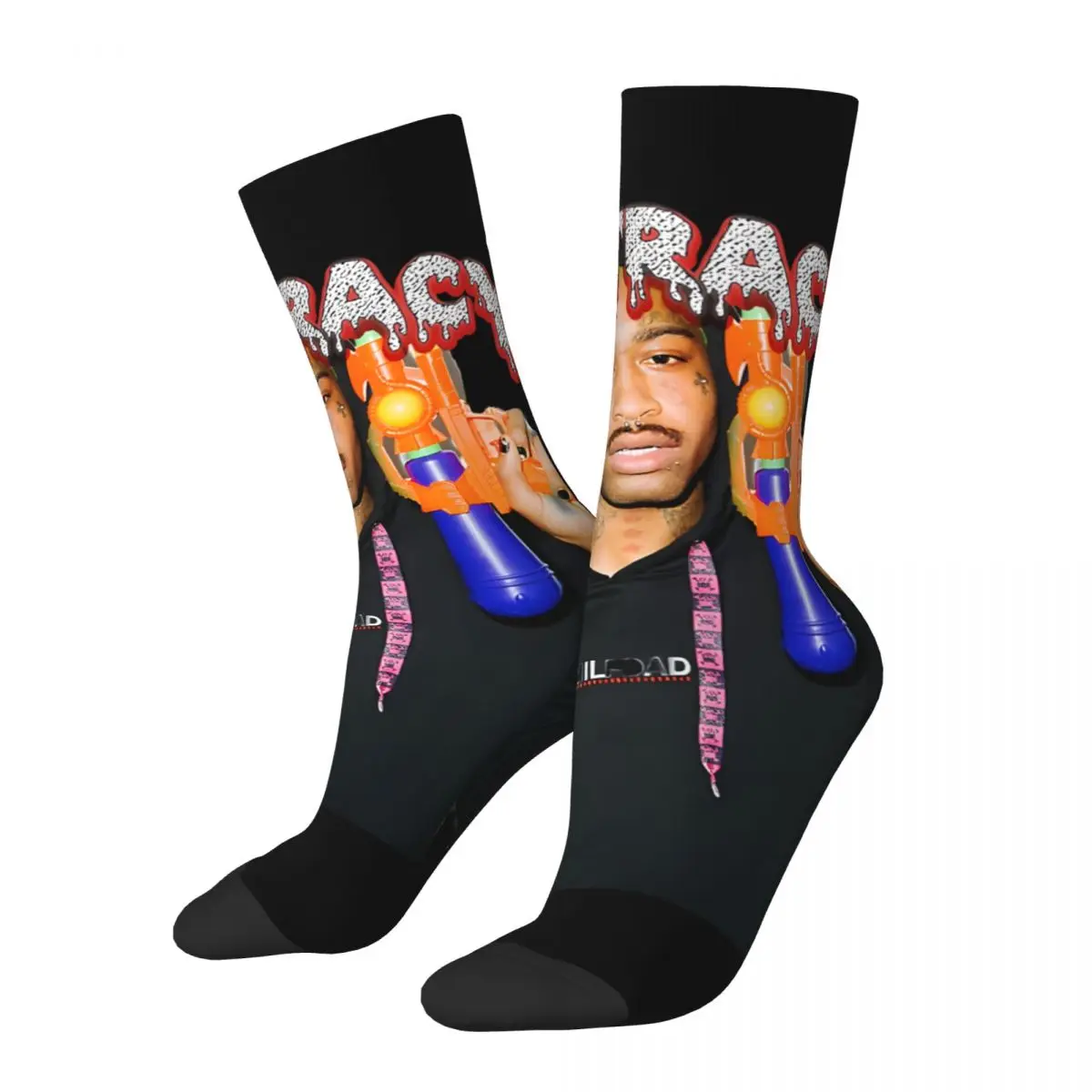 

Hip Hop Vintage Lil Tracy Crazy Men's compression Socks Unisex Lil tracy Harajuku Pattern Printed Funny Novelty Happy Crew Sock