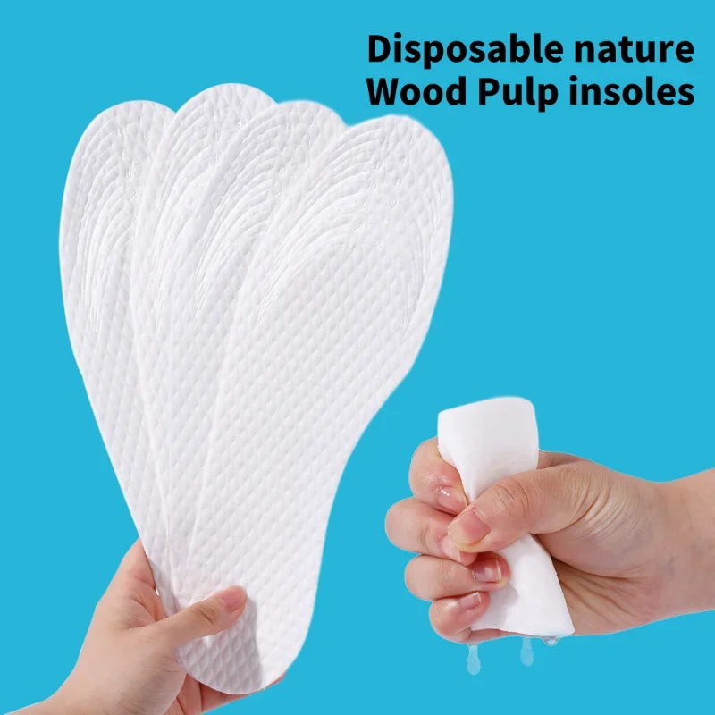 Disposable Insoles Natural Wood Pulp Insoles Unisex for Summer Thin Breathable Deodorant Sweat Absorption Shoes Pads Accessories