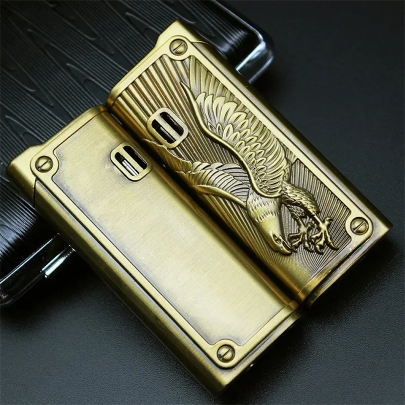 Genuine Leather Cigar Punch Lighters butane gas lighter cigarette lighter Refillable Windproof Gentlemen Jet Flame Cigarette Torch Embossed Windproof Lighter