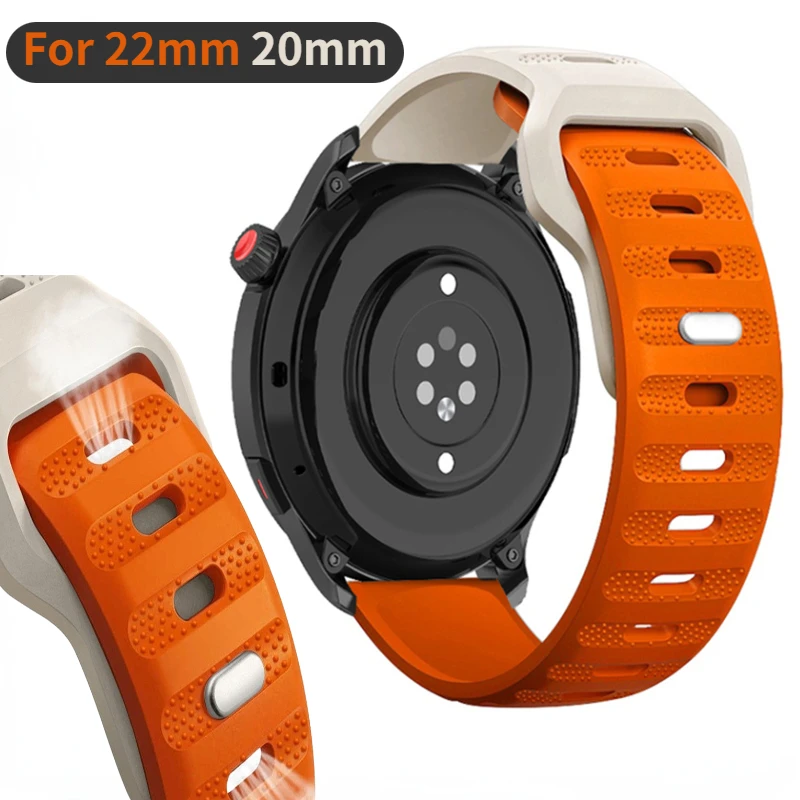 

22mm 20mm Silicone strap For Samsung Galaxy watch 6 5 4 3 Gear S3 Amazfit GTR 4 Replacing a sports wristband For Huawei watch 4