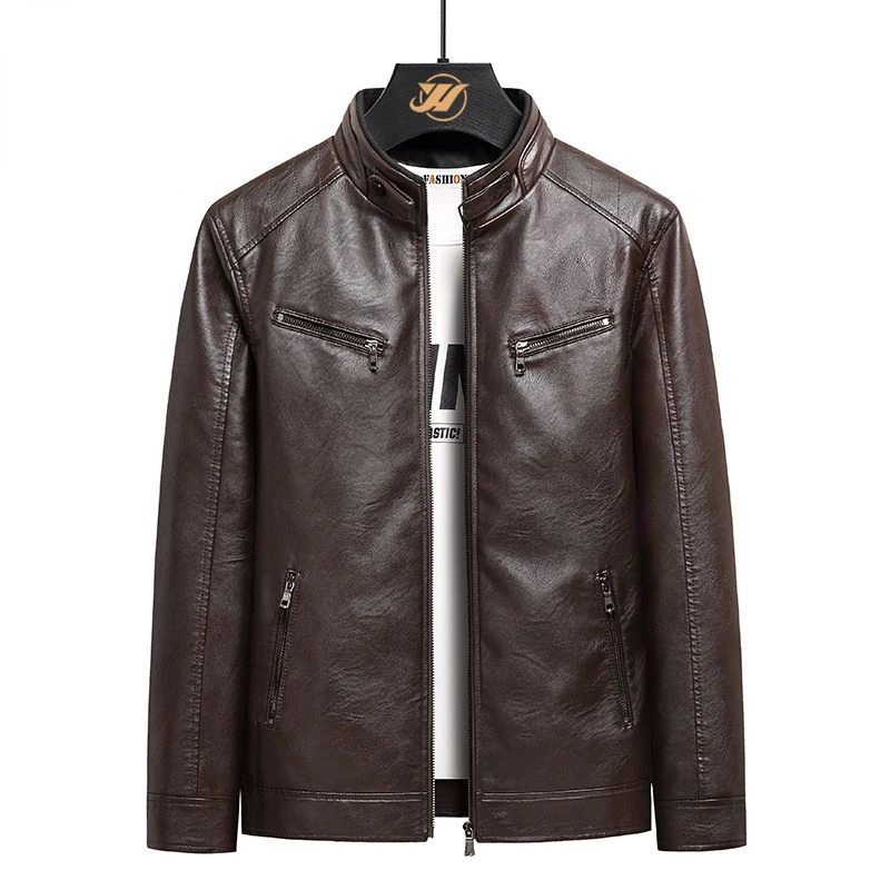 

2023 Autumn and winter New Men's Natural Sheep Leather Jacket Stand Collar Youth Premium Casual Coat Motorcycle A76