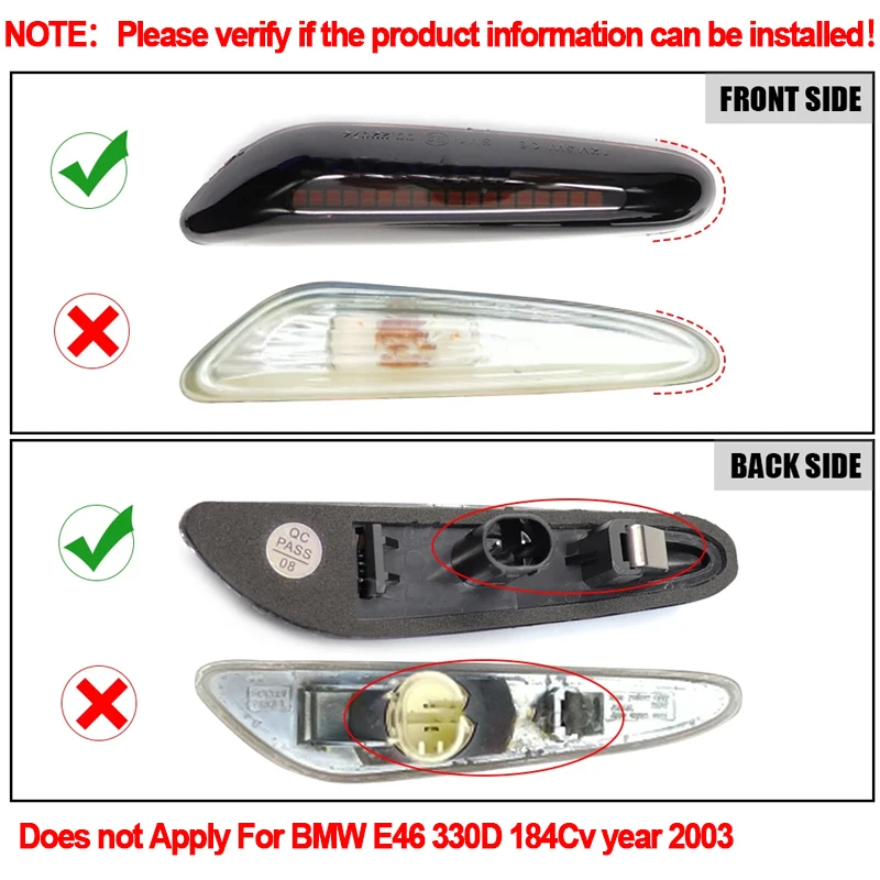 2xFor BMW E81 E82 E87 E88 E90 E91 E92 E93 E60 E61 E83 E84 1 3 5 시리즈 x1 x3 06-11 사이드 마커 라이트 턴 시그널 램프 클리어 렌즈