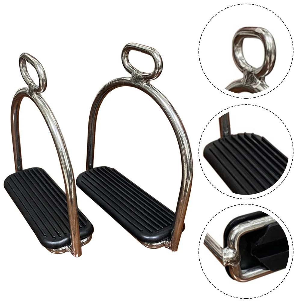 

1 Pair Stainless Steel Stirrups With Anti-slip Pedals Horse Riding Stirrups Anti Slip Equestrian Safety Pedal