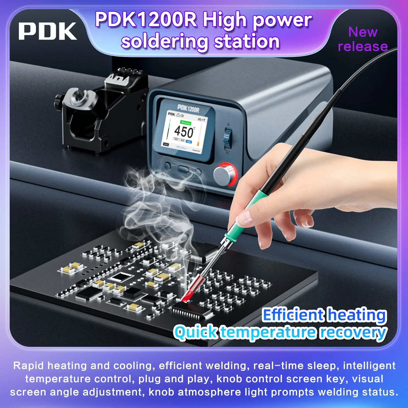 I2C PDK1200R 400W Intelligent Soldering Station T470 Handle Welding Tips for Tablet Phone Repair BGA SMD Welding Rework Station