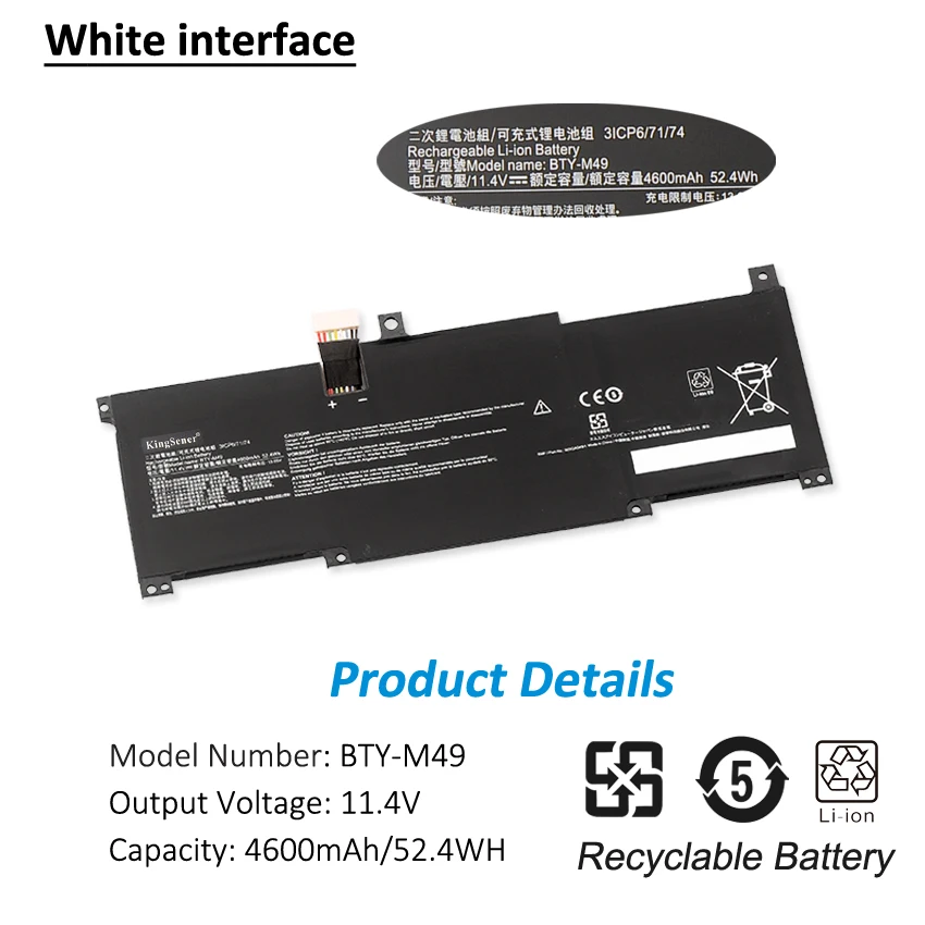 Bateria Do Portátil Para MSI BTY-M49 KingSener