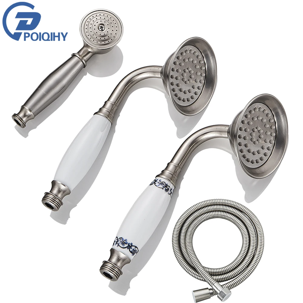 Brushed Nickle Hand Held Shower Head Handshower Head 100% Copper Head Faucet Accessory Single Function Shower Head Shower Hose