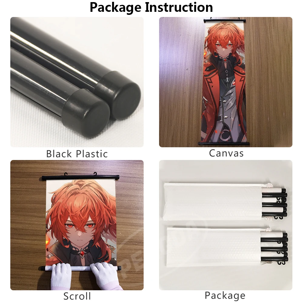 Rouge 30x90cm Affiche murale imprimée Genshin Impact, Kaedehara, Kazuha, peinture sur toile