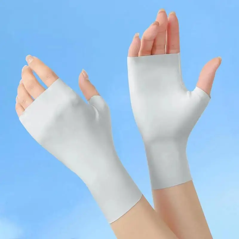 Summer Women's Ice Silk Thin Gloves Fingerless Half-finger UV Protection Sunscreen Female Gloves Touch Screen Riding Driving