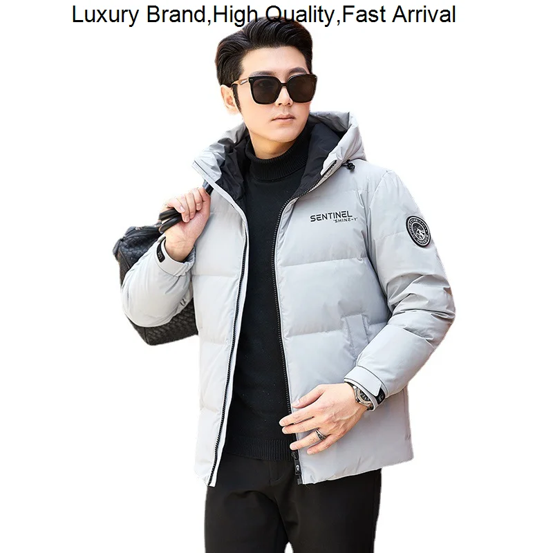 

Clothing Men's White Duck Down Jacket Warm Hooded Thick Puffer Coat Male Casual High Quality Overcoat Thermal Winter Parka Men