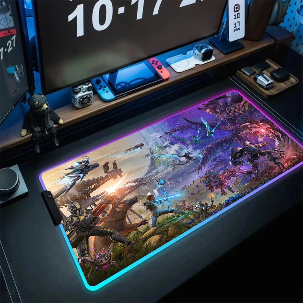ARK 생존 진화 RGB 마우스 패드, 게임 마우스 패드, 게임 테이블 카펫, 게이머 컴퓨터 책상 매트, 고무 미끄럼 방지 공룡 마우스 매트