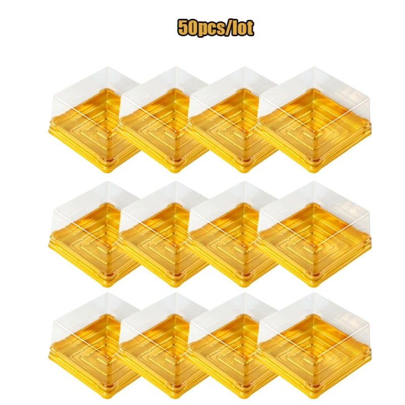 

50 PCS Mooncake Packaging Box Container Holder with Covers Clearly Visible