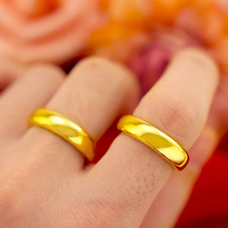 Buy 18K Gold Band Ring, Plain Gold Ring, Wedding Band Couple Ring, Gold  Simple Ring, Different Size Stackable Ring, Simple Gold Band Couple Band  Online in India - Etsy