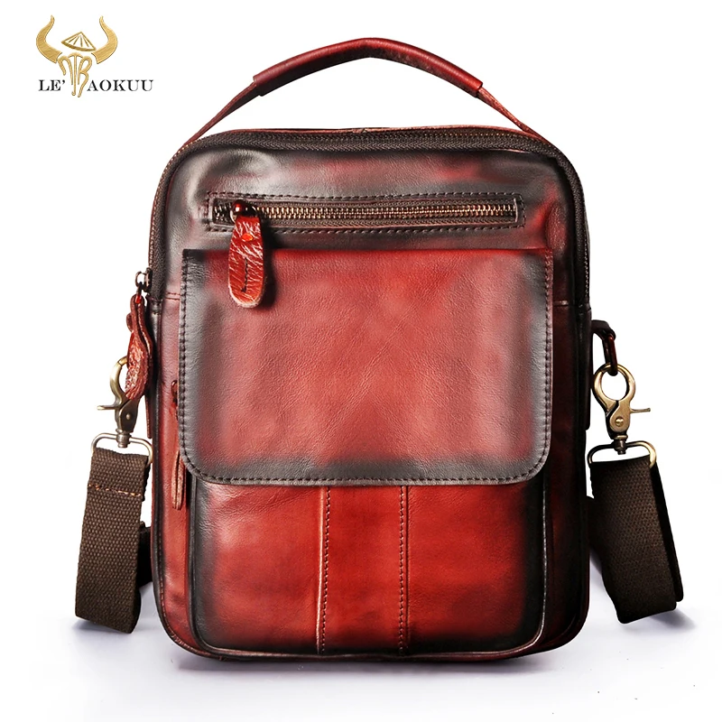 

2022 Bull Natural Leather Male One Shoulder Messenger bag For Men Travel Cross-body Bag 10" Pad Tote Mochila Satchel bag 5008