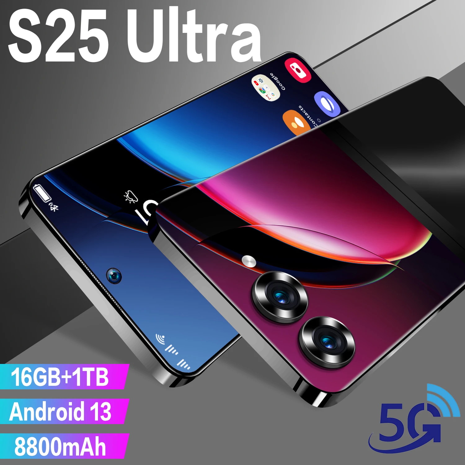 

Смартфон S25 Ultra Phone, 7,3 дюйма, 4G, 16 + 1T, 48 + 72 МП, 8800 мАч