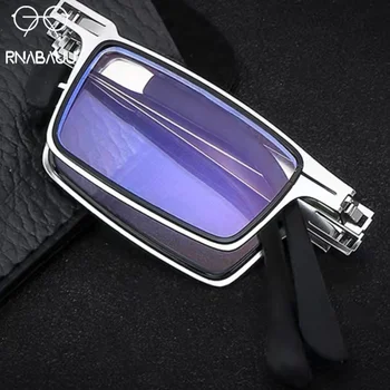 Metal Blue light blocking High Definition vintage Folding Portable Polarized Men's Reading Glasses