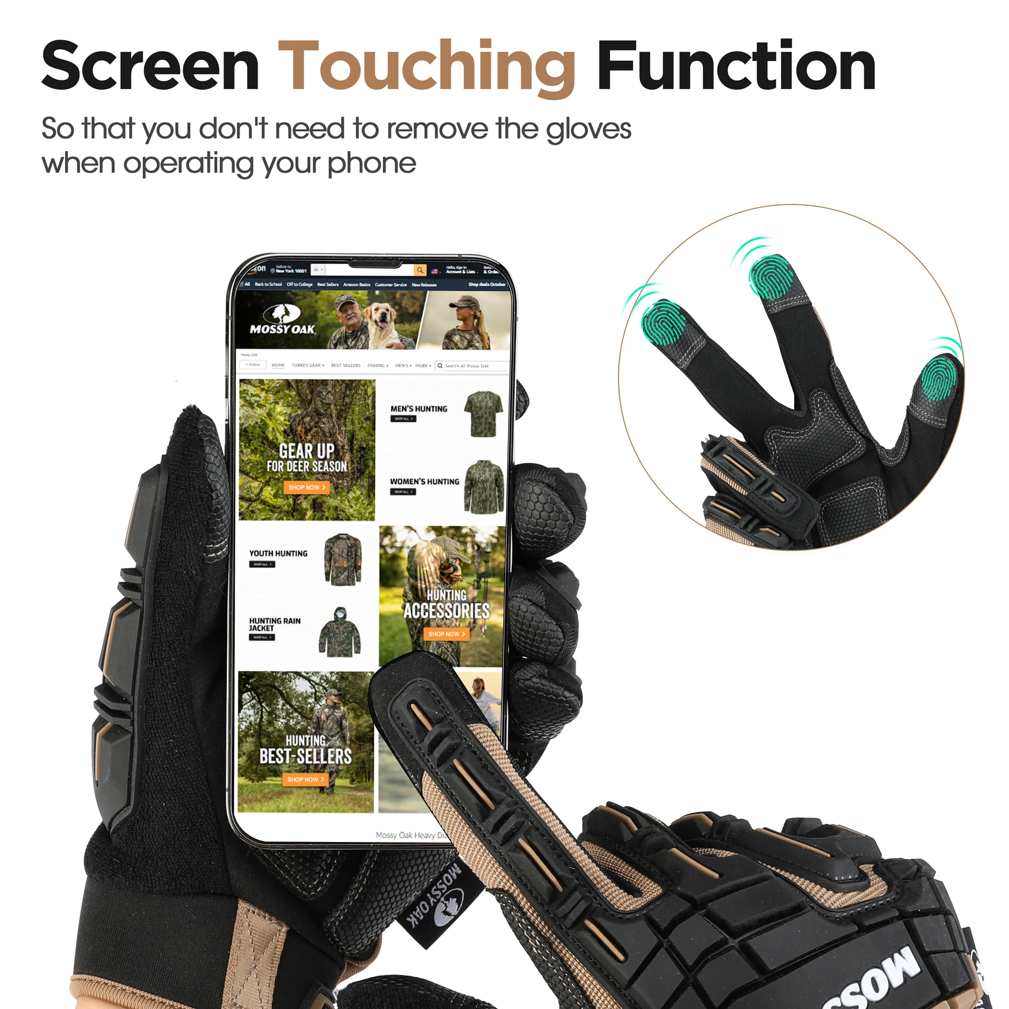 MOSSY OAK Military Full Finger Touch Screen Gloves Tactical Glove Hunting Paintball Hiking Climbing Airsoft Shooting Mittens Men 4