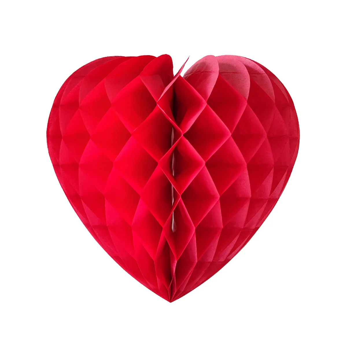 thumbnail image 1 of Bola colgante con forma de corazón chino de 20-30cm, Bola de panal, farol con flor de papel, bola con pompón, manualidades, fiesta, boda, decoración hogareña, 1 ud., 1 of 5