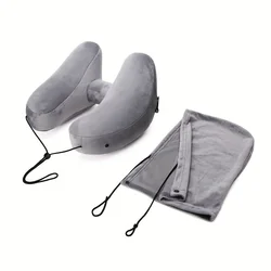 Deluxe Inflatable Travel Neck Pillow for Ultimate Comfort (Gray)