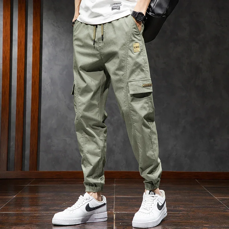 SportsPants Washed Cotton Men's SolidColor Loose Casual Fashion All-Matching Spring and Autumn KoreanStyle Multi-Pocket Straight