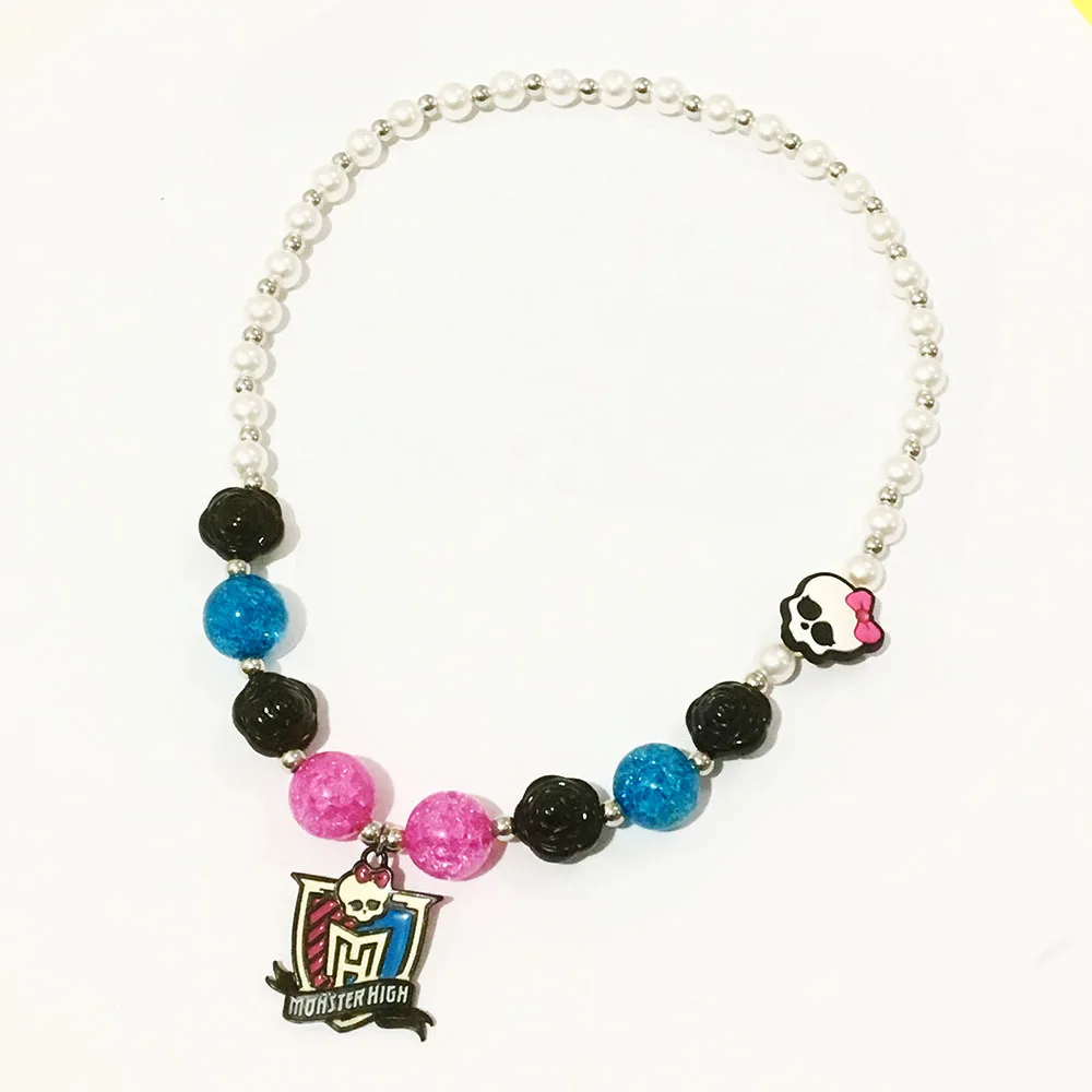 New Style Halloween Skeleton Necklace Fashion Punk Gothic Pink Bow-Knot Skeleton Comedy Animation Series Pendant Necklace Gifts 5