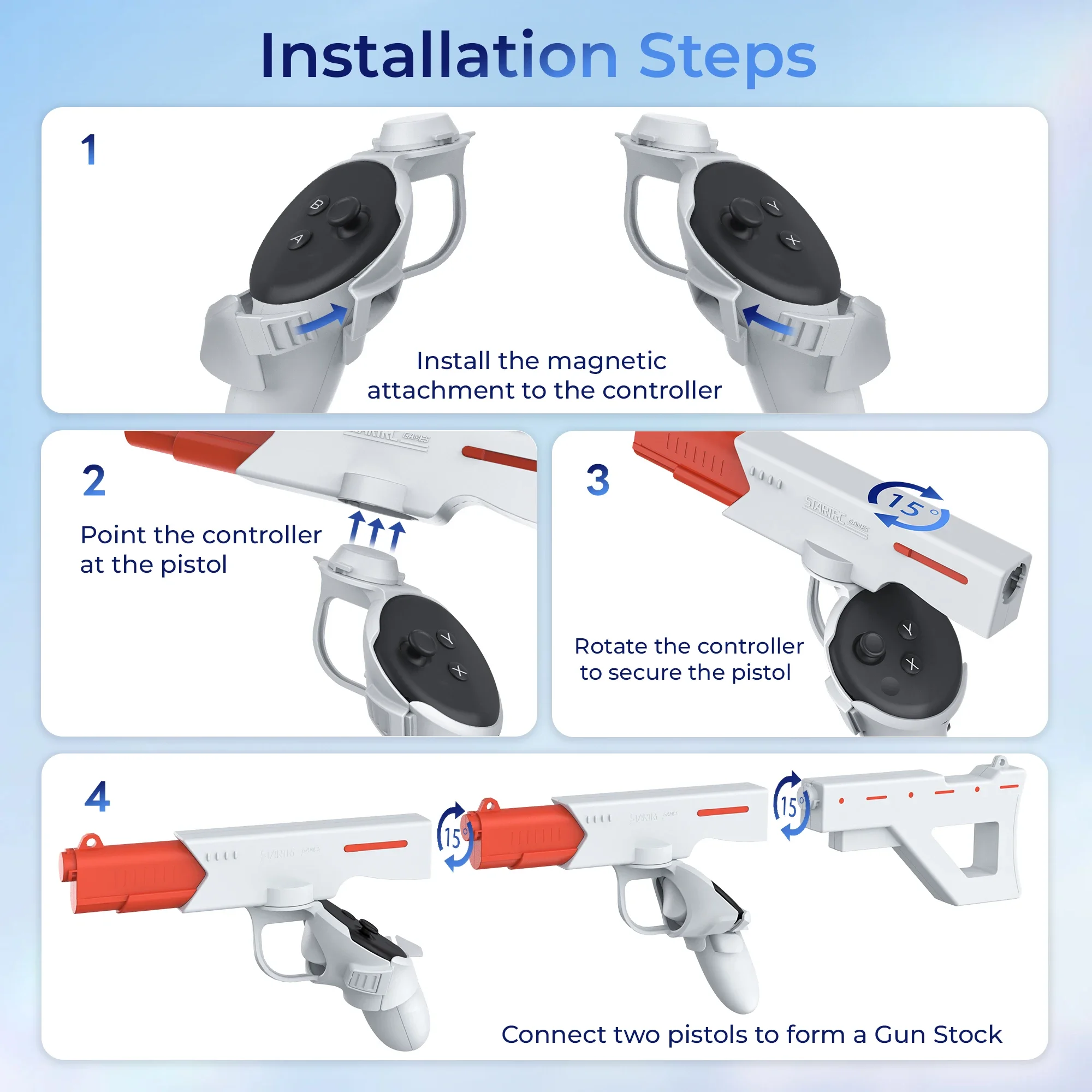 VR Gun Stock For Meta Quest 3 & Quest 3S, Durable Mechanical Design, Precision Angle Adjustment Gunstock For Oculus Quest 3 Enhancing Realistic VR Experience Perfect Gift For FPS Gamers