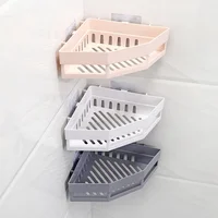 Plastic Triangle Bathroom Shelf Organizer Shampoo Gel Storage Basket Bathroom Corner Shower Rack Holder White Gray Pink 1
