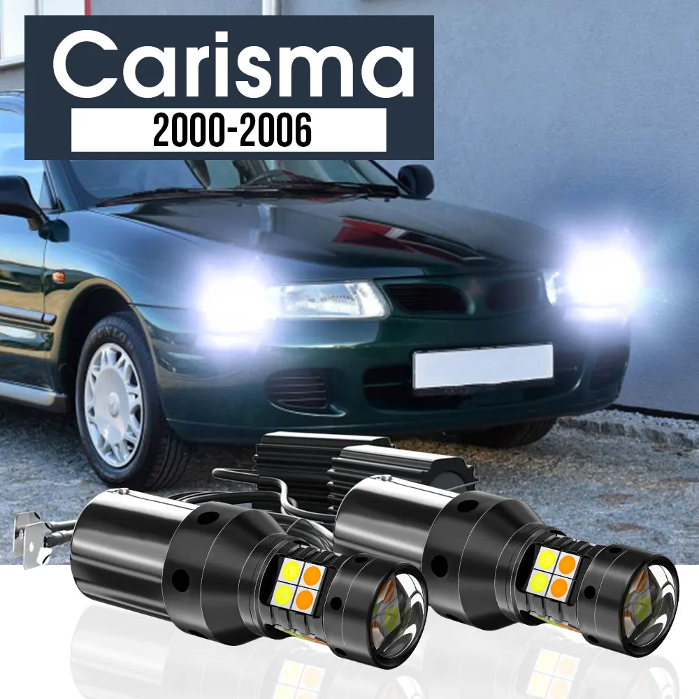 

2pcs LED Dual Mode Turn Signal+Daytime Running Light Blub DRL Canbus Accessories For Mitsubishi Carisma 2000-2006 2002 2003 2004