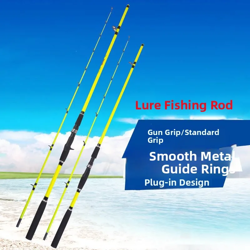 Two-Section Glass Steel Fiing Rod Soft Tail M-Tune Boat ore Rt Fiing Gear Straight Handle Hollow Design for River Fis...
