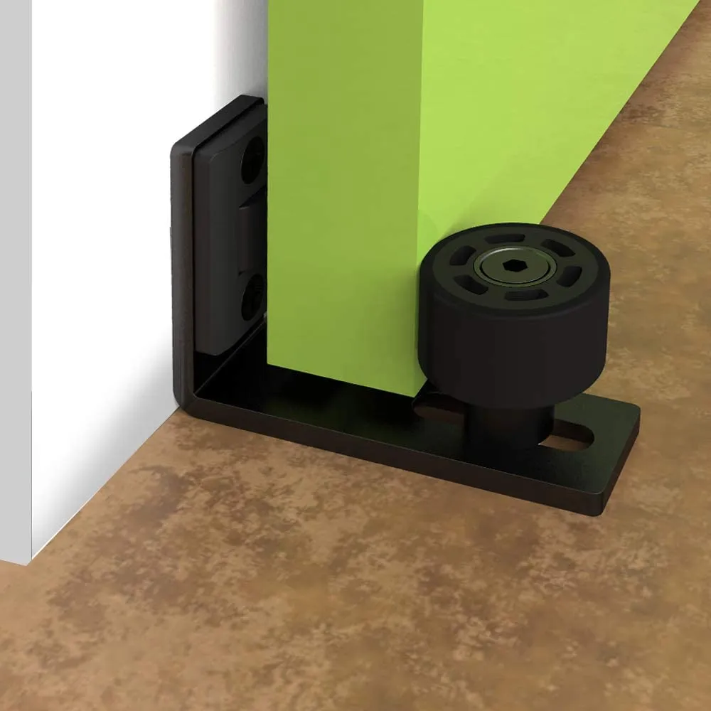 CCJH Adjustable Floor Guide For Sliding Barn Door Black Wall Guide With Screws