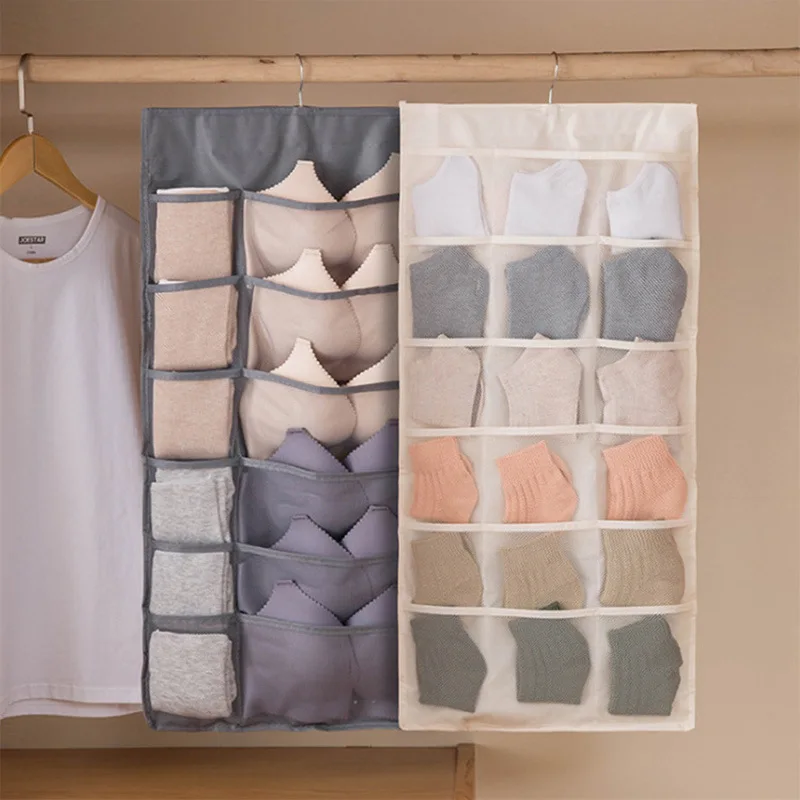 

Non-woven Hanging Socks Organization Bag Underwear Storage Bag Double-sided Hanging Househol Multifunctional Sundries Organizer