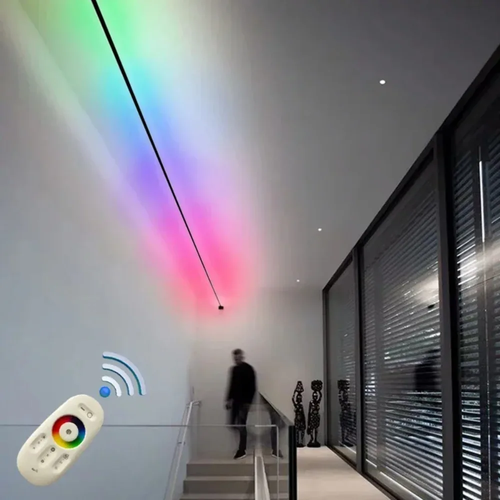 

Designer Linear LED Chandelier Black White RGB Colorful Long Strips Wall Lamp Living Bedroom Bar Decor Night Lighiting