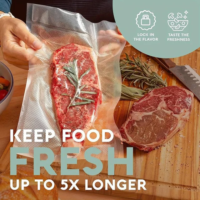 50 sacs de conservation sous vide de qualité supérieure, fraîcheur et stockage des aliments, sacs de rangement réutilisables sans BPA, organisateur de cuisine 2