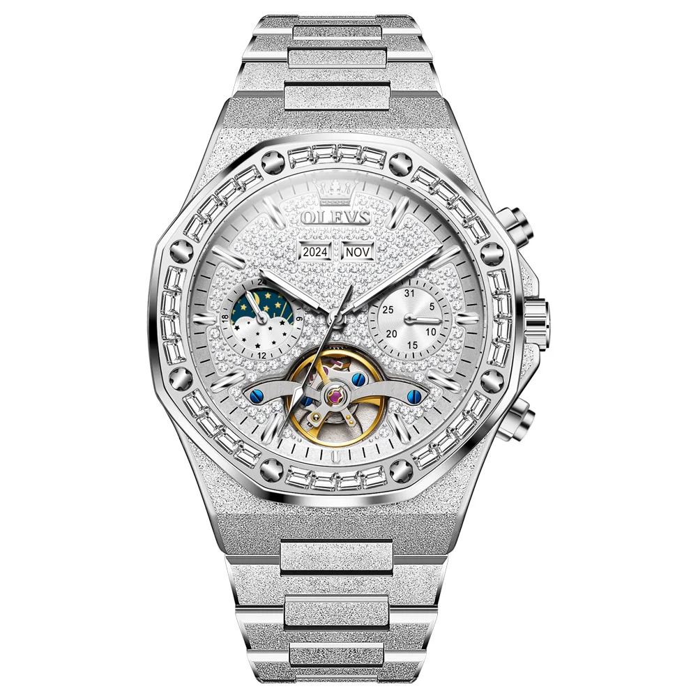 OLEVS ساعة رجالية ذهبية 44 مللي متر حافظة أوتوماتي...