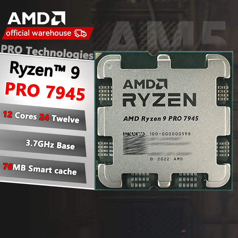 New AMD Ryzen™ 9 PRO 7945 3.7 GHz 12-Core 24-Thread CPU 5NM L3=64M 100-000000598 Socket AM5 but without cooler