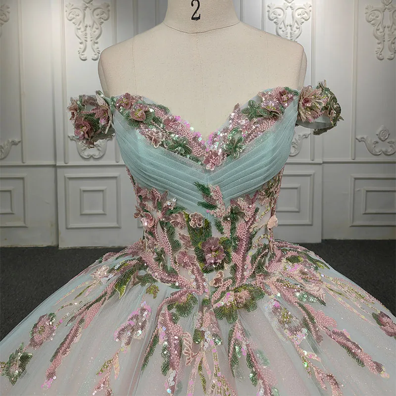 green emerald velvet dress Luxury Tulle 3D Flower Green Quinceanera Dresses Sweet 16 Birthday par main image 1