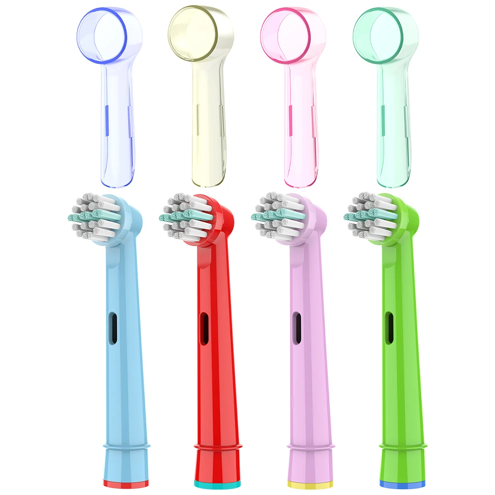 교체용 브러시 헤드 4개 및 칫솔 헤드 방진 보호 커버 캡 세트 4개, 오랄비 전..